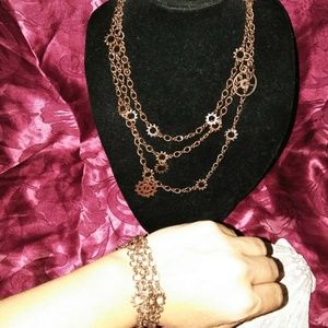 Gear necklace with matching bracelet